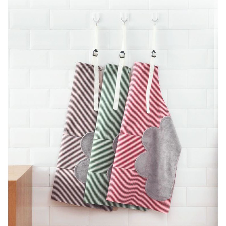 Apron Masak Celemek Dapur Anti Air Waterproof Korean Strip Style