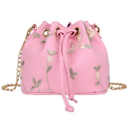 TAS SELEMPANG WANITA MINI KECIL KULIT PINK LUCU NEAVA TA100P3 SLING BAG SERUT RANTAI RENDA MURAH KOR