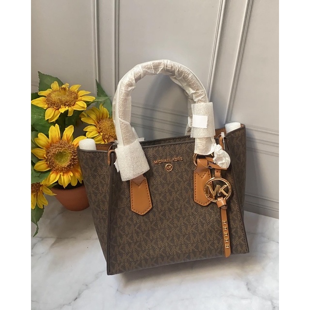 MK Kris Small Satchel Brown Monogram