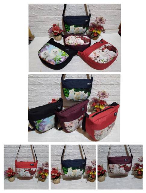 Tas selempang printing motif kucing