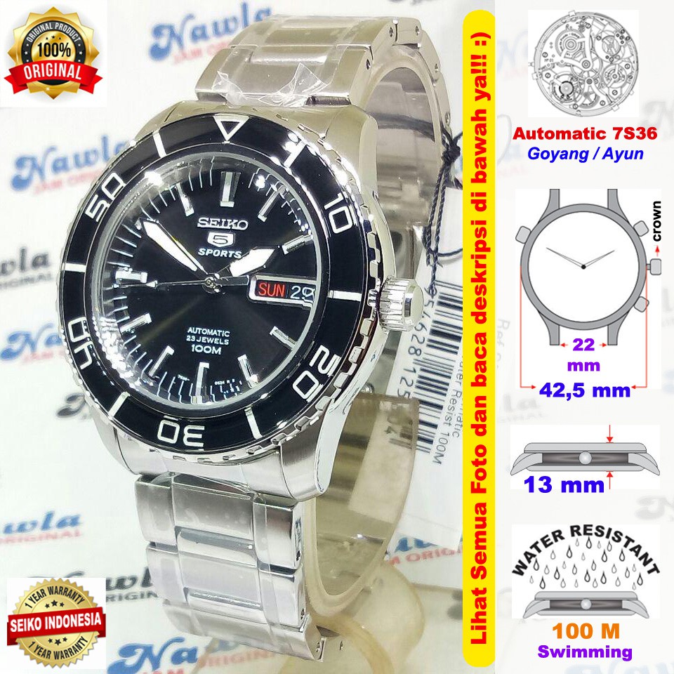 Seiko 5 Sports SNZH55K1 Automatic Black Dial - Jam Tangan Pria SNZH55