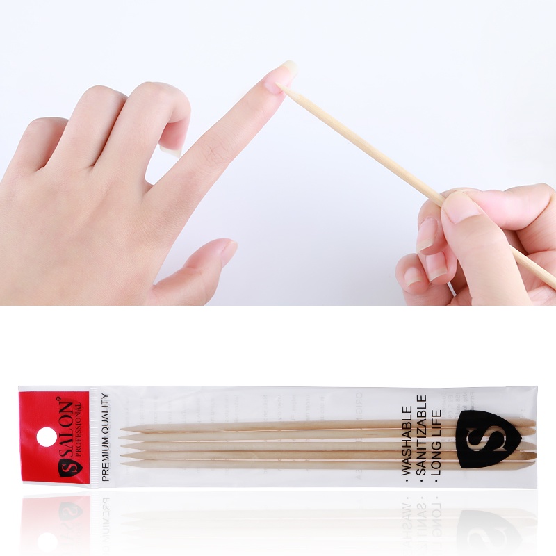 ( COD ) 5PCS STIK KAYU PENDORONG KUTIKEL / WOODEN STICK PUSHER/stik kayu nail art