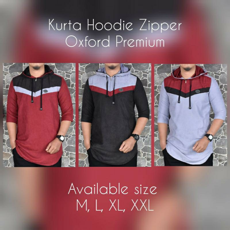 Kurta pakistan hoodie zipper oxford premium