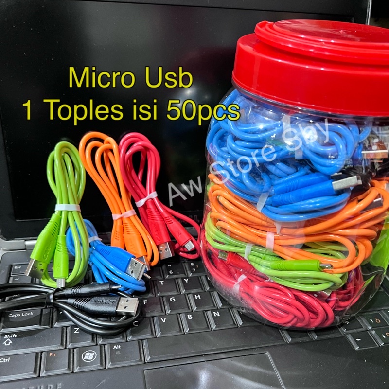 Kabel Charger Micro Usb Warna Kualitas Bagus 1 TOPLES isi 50Pcs (GM 1-TOPLES)