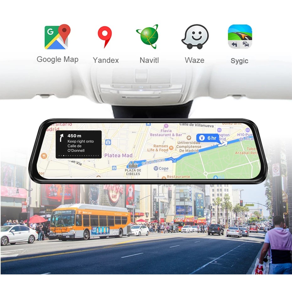 CAR DVR 4G. Wifi GPS BT Android System 8.1, IPS LCD 10 Inchi.