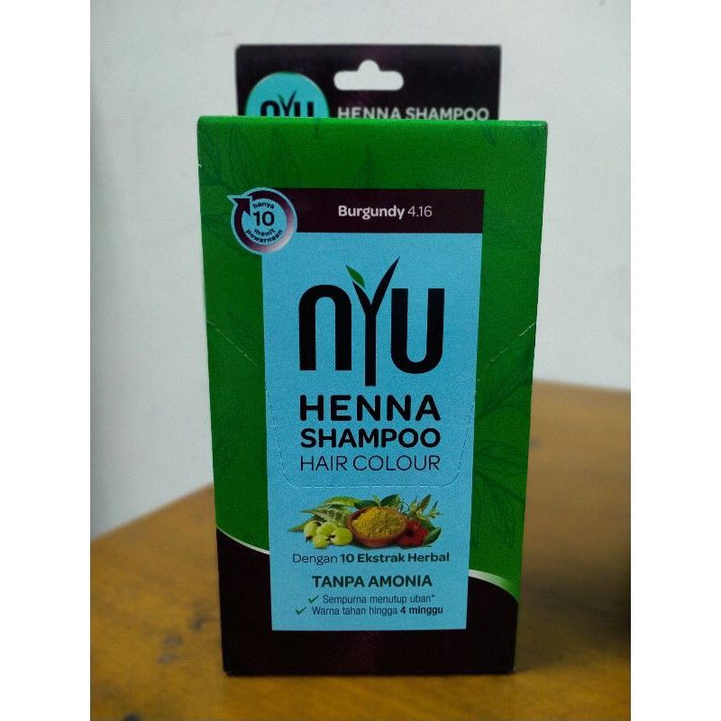 NYU HENNA SHAMPOO PEWARNA RAMBUT SACHET 4X20ML(1 BOX )