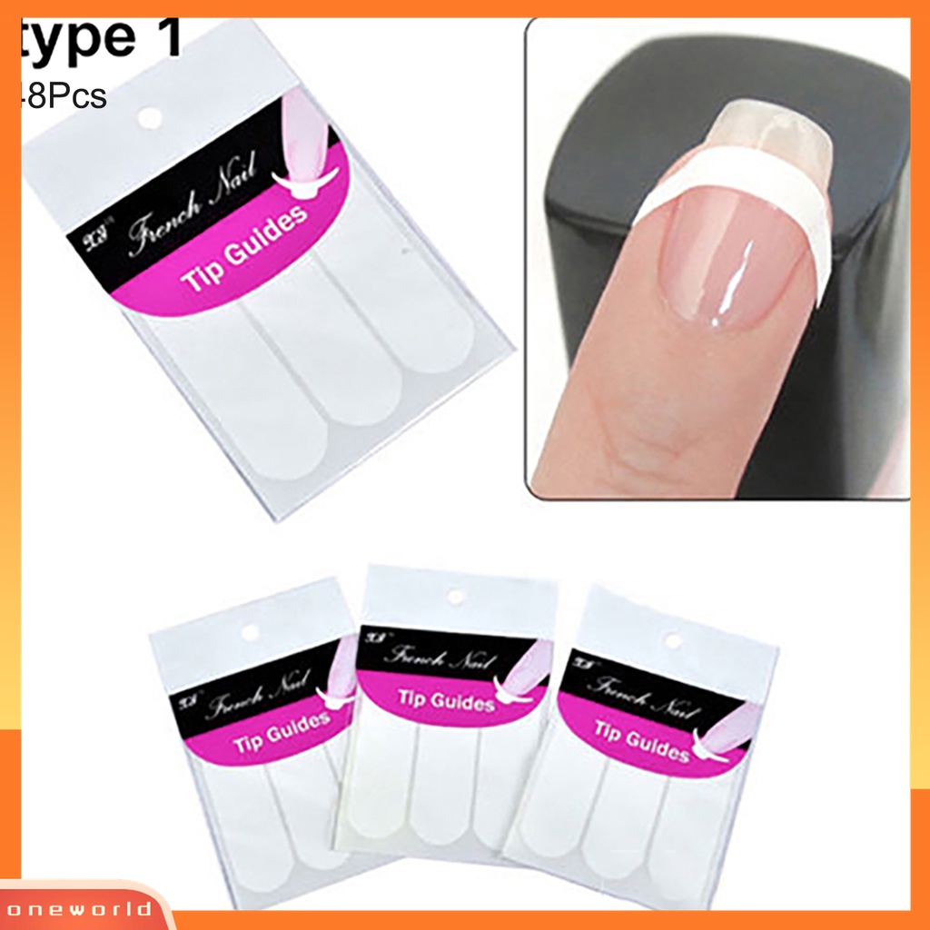 (ONWO) 48pcs Stiker Stensil Panduan Hias Kuku Untuk French Manicure DIY