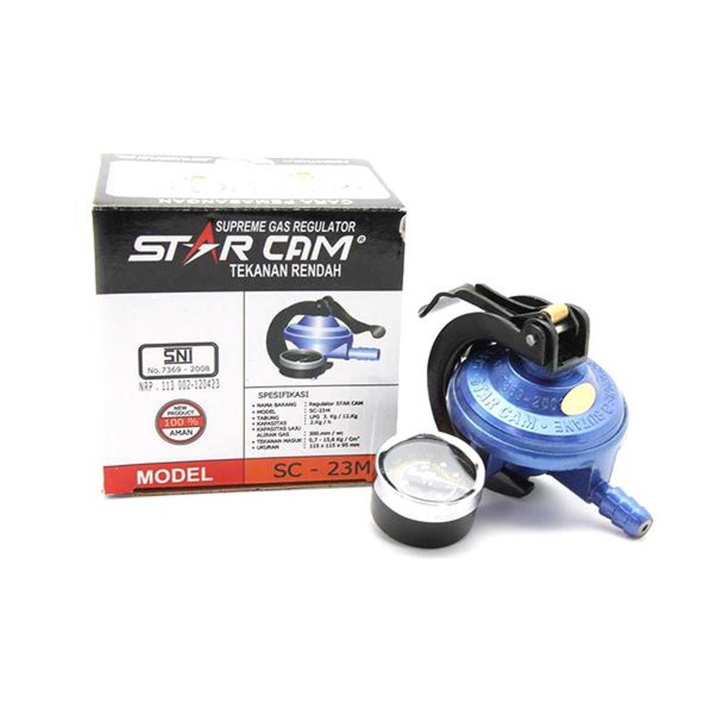 STAR CAM SC-23M  Regulator Gas Dilengkapi Pengaman Ganda  + Meteran Cocok Utk LPG 3/12 Kg