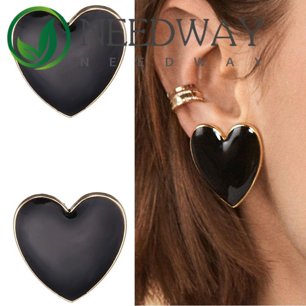 Needway  Statement Cute Enamel Big Love Heart Stud  Earrings