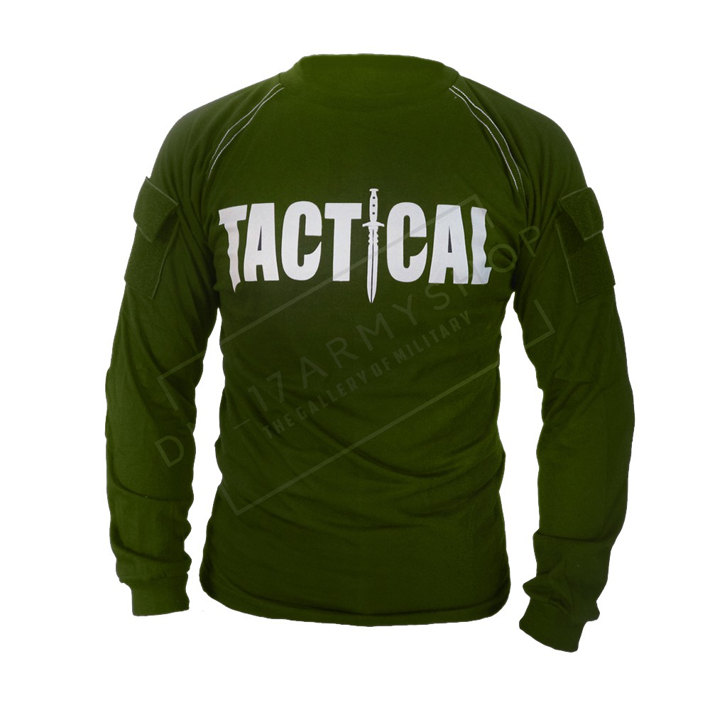 Kaos Tactical Panjang Hijau Army Katun Combed