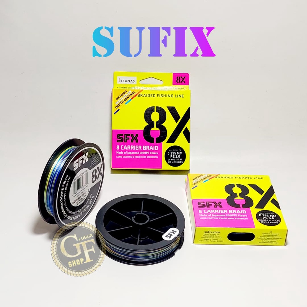 SENAR PE SUFIX SFX 8X CARRIER BRAID MULTI COLOR 300M /330YDS LONG CASTING & HIGH KNOT STRENGTH