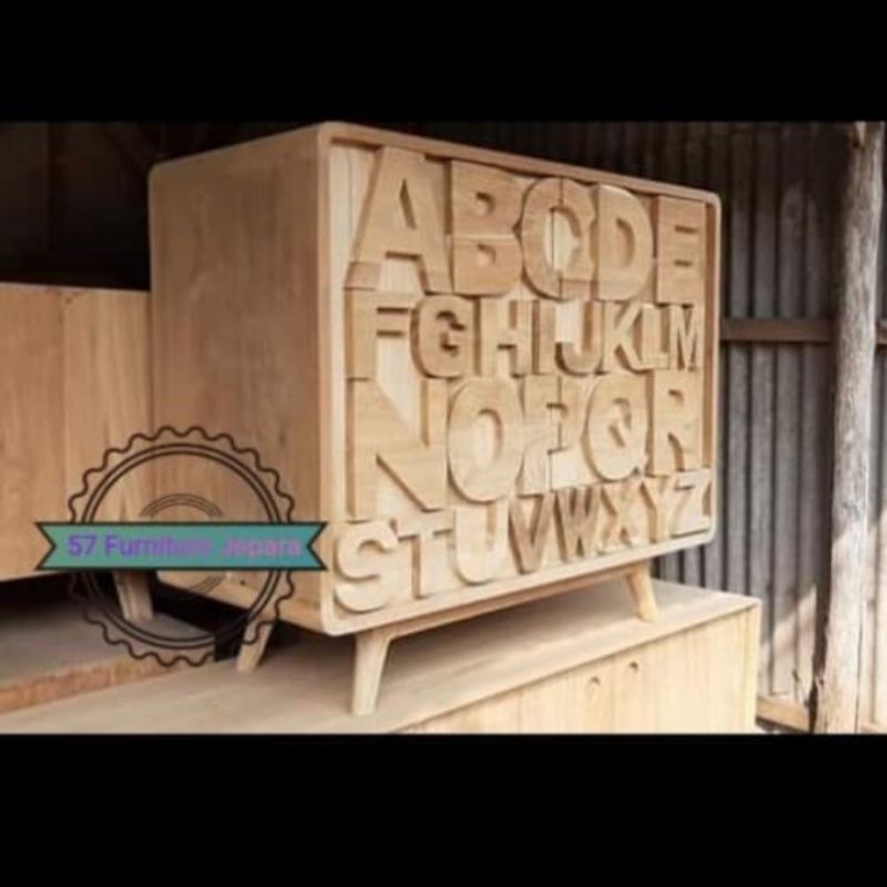 Nakas retro kayu jati mentahan Badside table