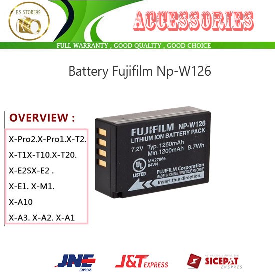 Battery FujiFilm NP-W126 Baterai FUJI XT100 XA2 XA3 XA5 XT10 XT20 XA10