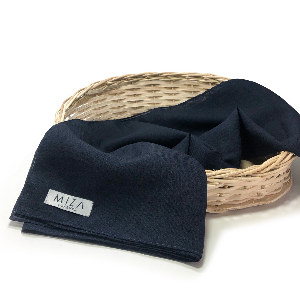 Hijab Segiempat Polycotton Scarf Premium Part 1 Hazel by MIZA-Dark Navy