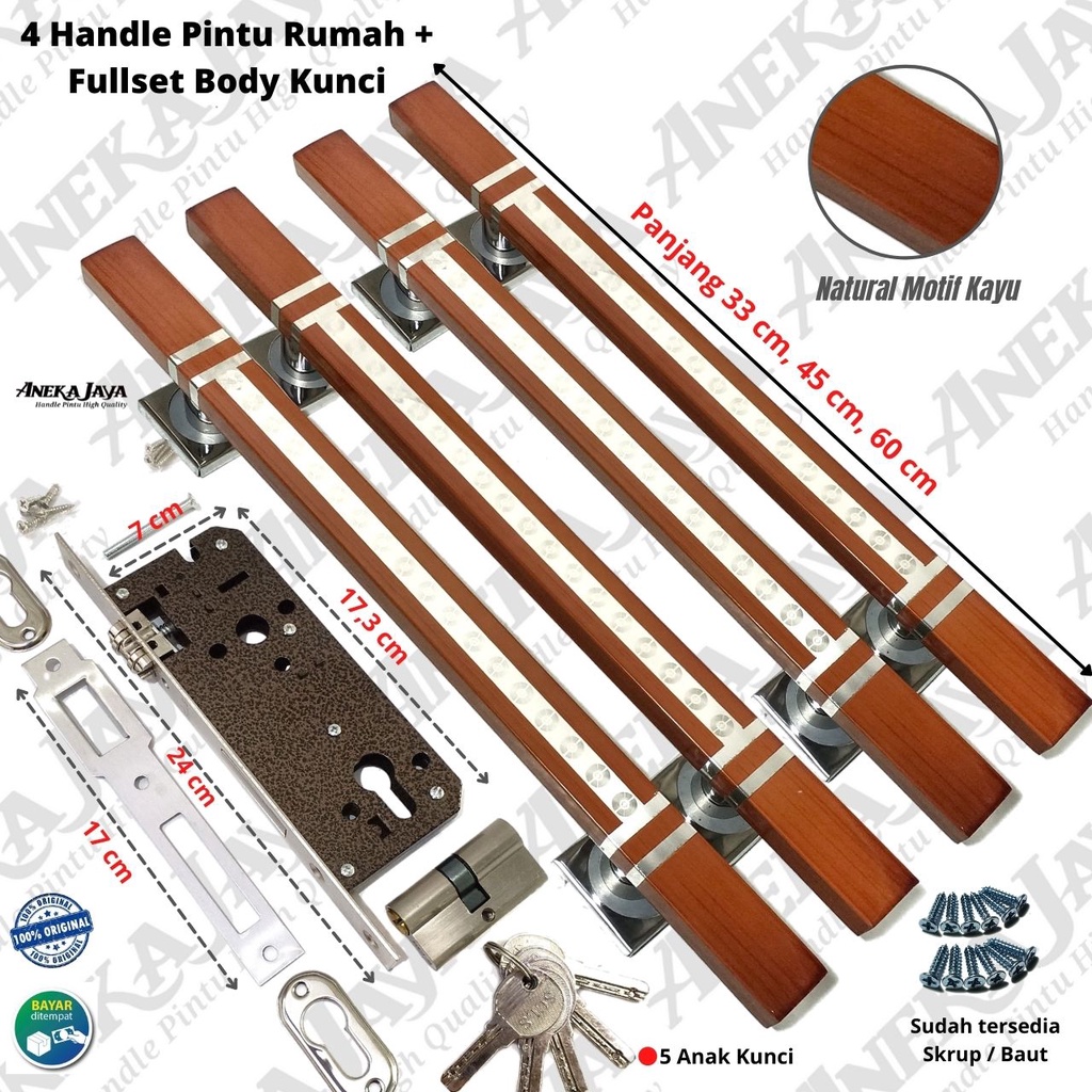 Handle pintu satu set kunci 33 cm 45 cm 60 cm gagang pintu rumah tarikan pintu rumah pegangan pintu rumah minimalis terbaru murah