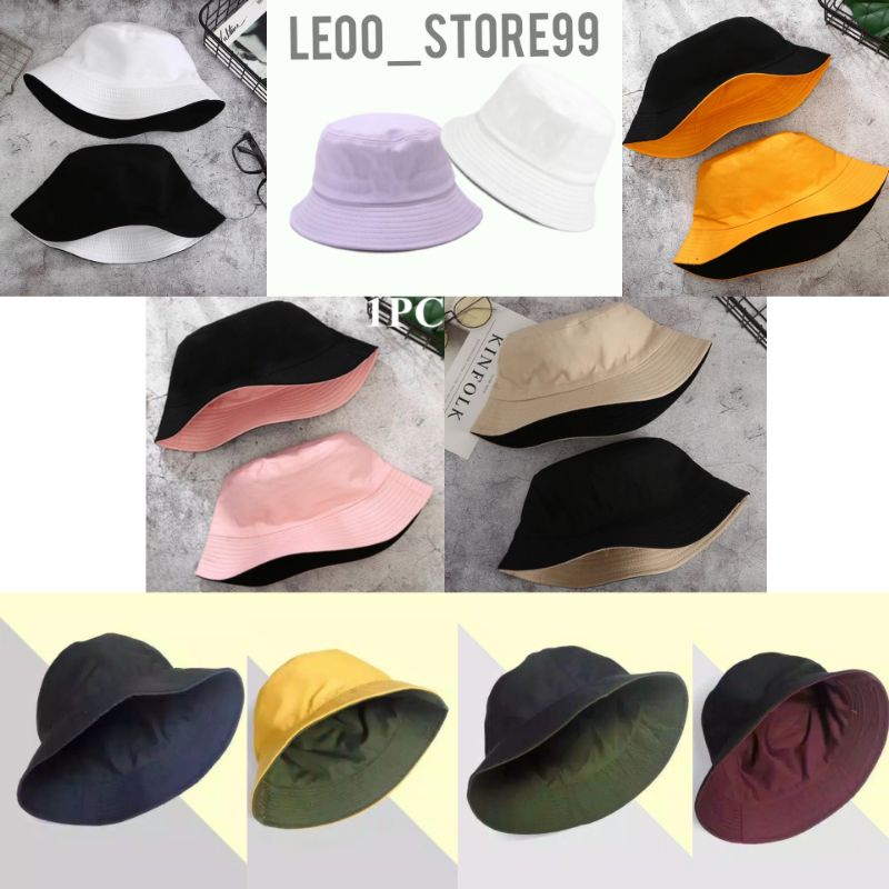 topi bucket hat polos pria dan wanita bolak balik bervariasi nolak balik luar dalam100%