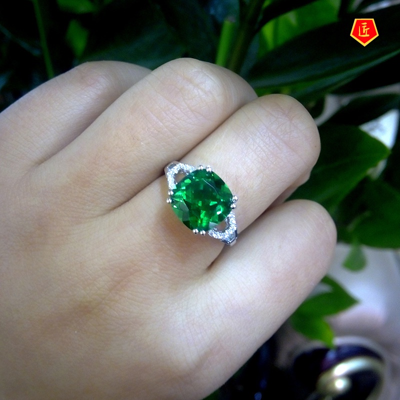 [Ready Stock]Fashion Elegant Ring 925 Silver Inlaid Colored Gemstone