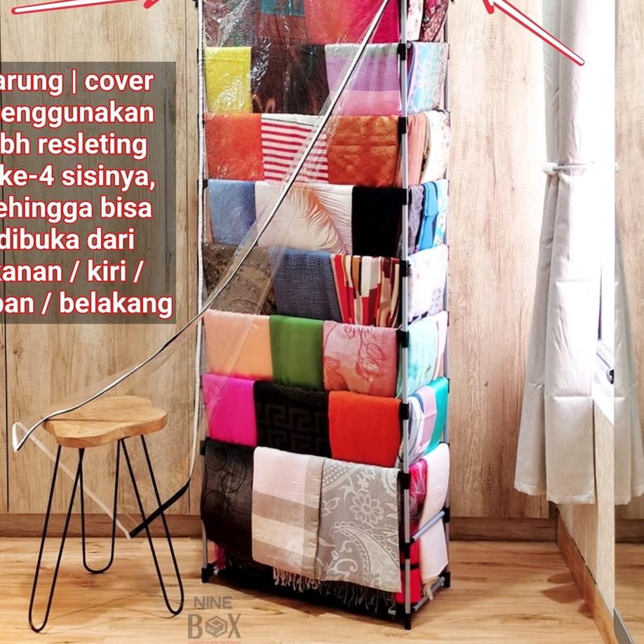 Terkini MCF95 Nine Box rak hijab/rak jilbab/rak pita/rak kertas kado/gantungan hijab/gantungan jilba