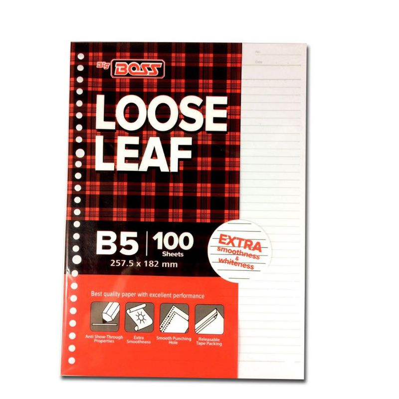 kertas file B5 loose leaf garis isi binder map