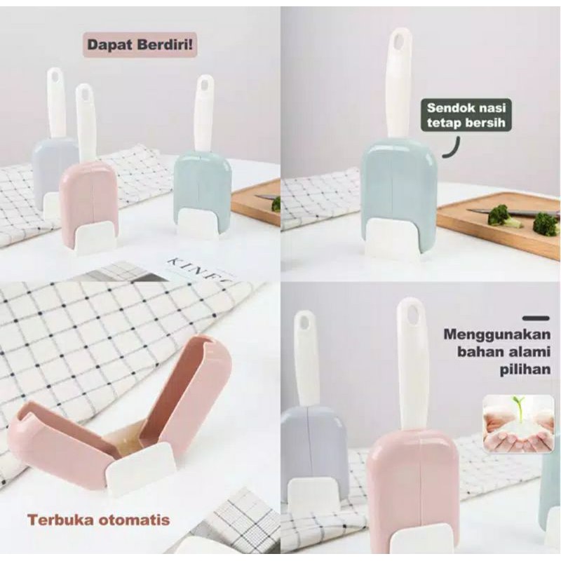 SENDOK CENTONG NASI ANTI LENGKET OTOMATIS BUKA TUTUP UNIK DAN MURAH