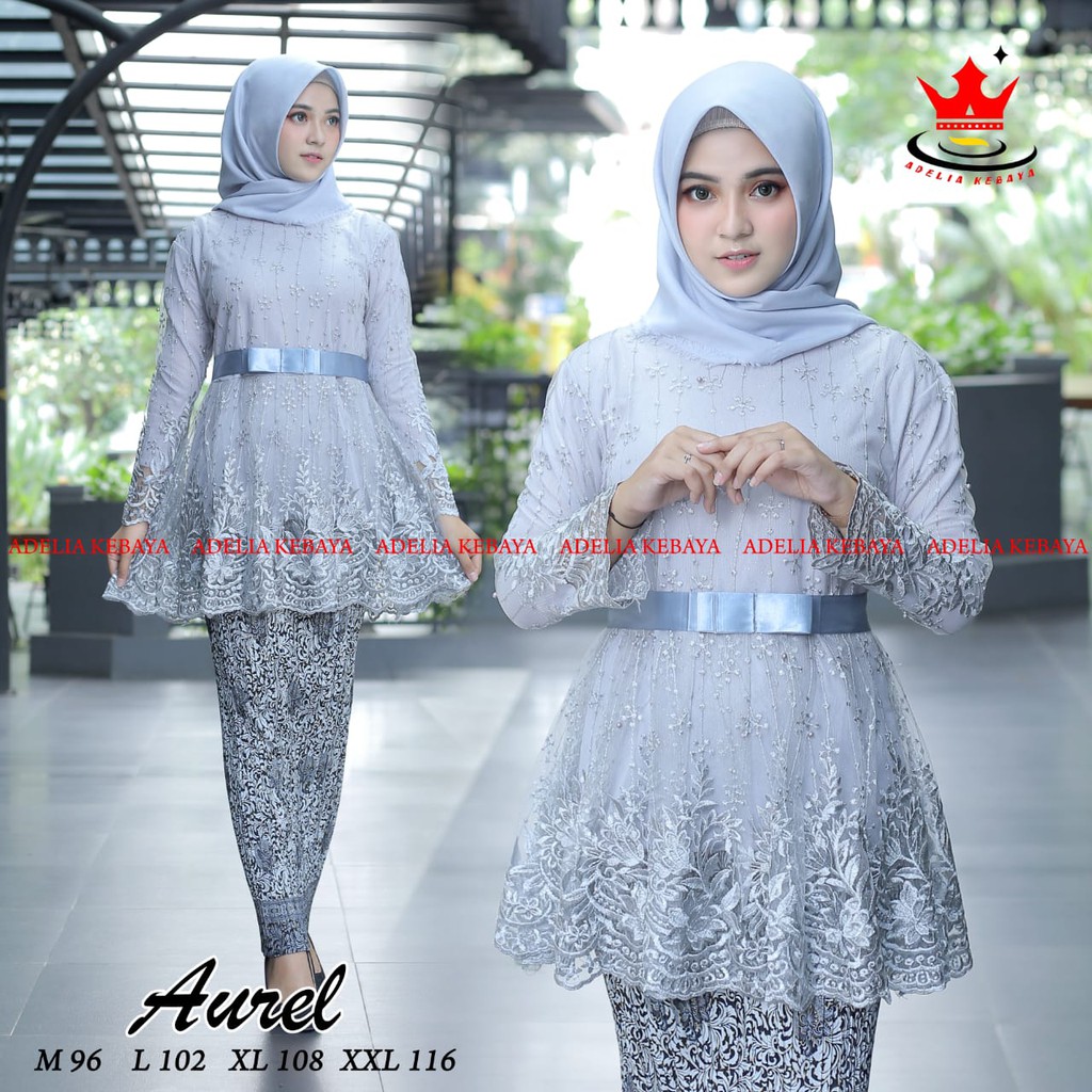 (PROMO SETELAN) ANEKA KEBAYA AUREL BAHAN TULLE BORDIR MUTIARA / SET KEBAYA TUNIK TULE BORDRI