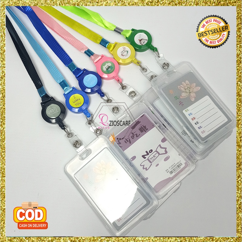 (COD) Name tag ID CARD HOLDER KOREA dan kalung tempat name tag kartu 2 sisi MX2545