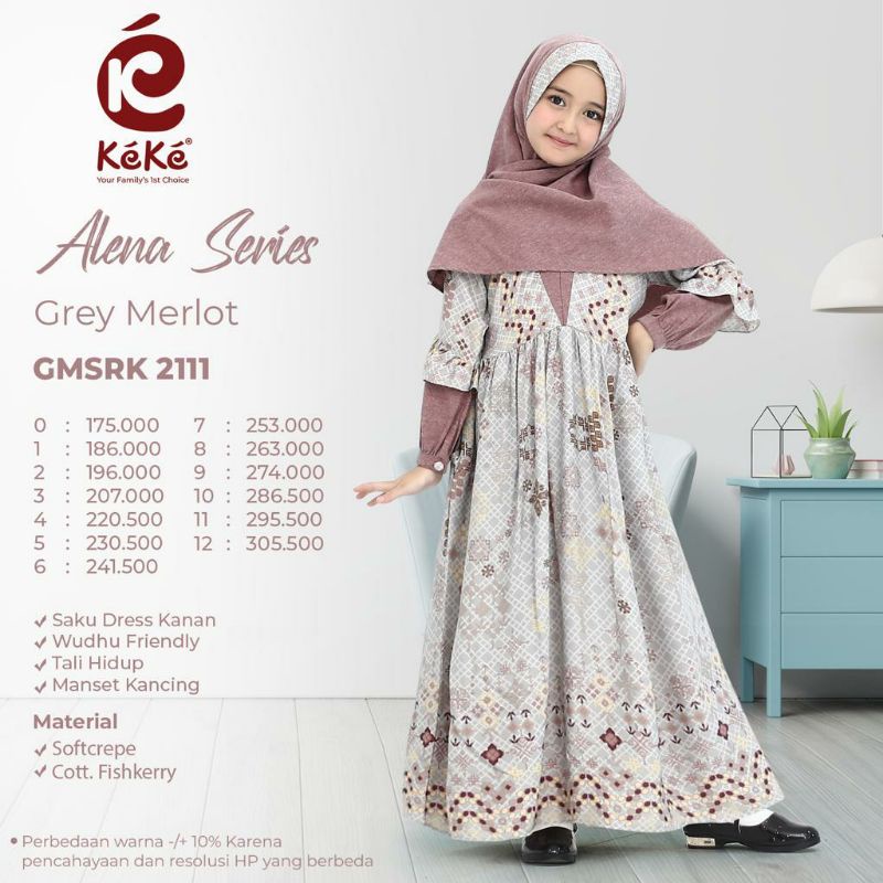 GAMIS ANAK ALENA SERIES GREY MERLOT