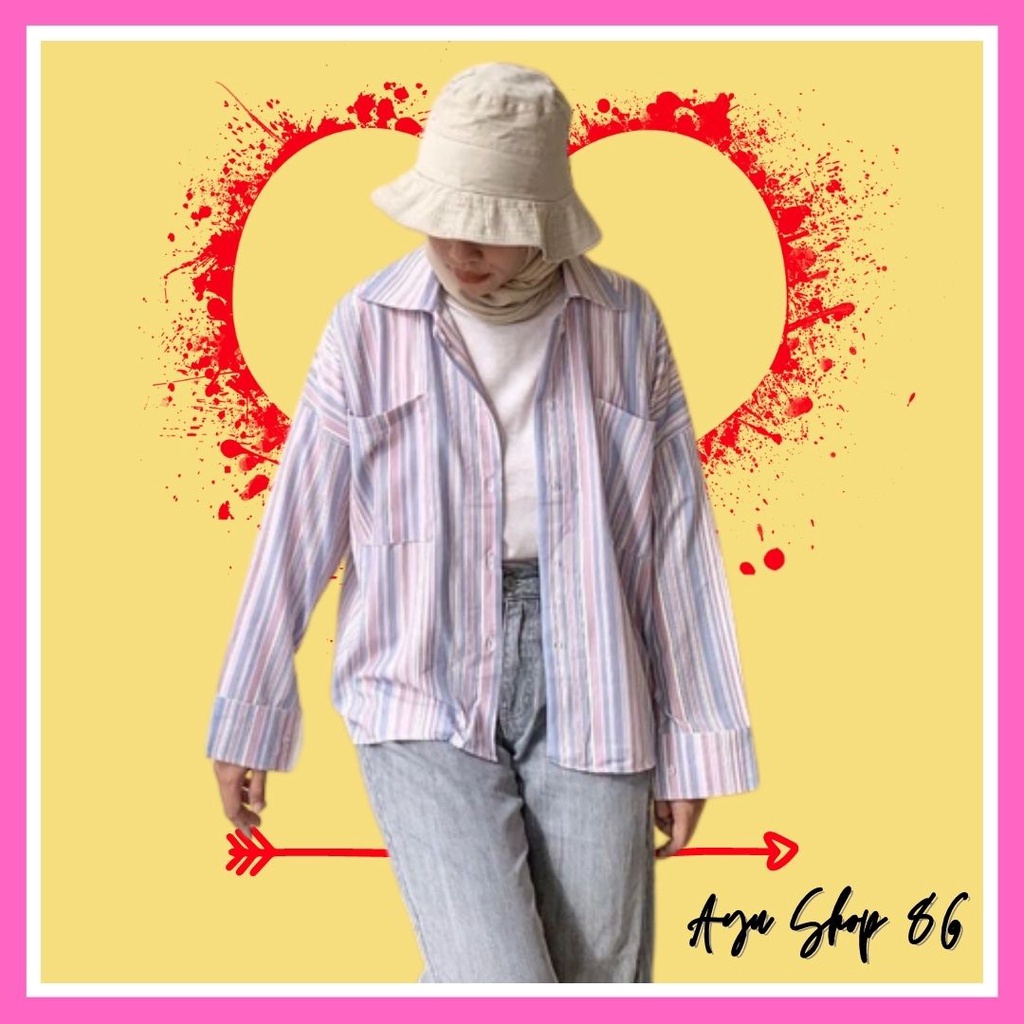 Baju Atasan Kemeja Cewek Jumbo Salur Citata Wanita Muslim Remaja Modern Trend Kekinian Masa Kini Mur