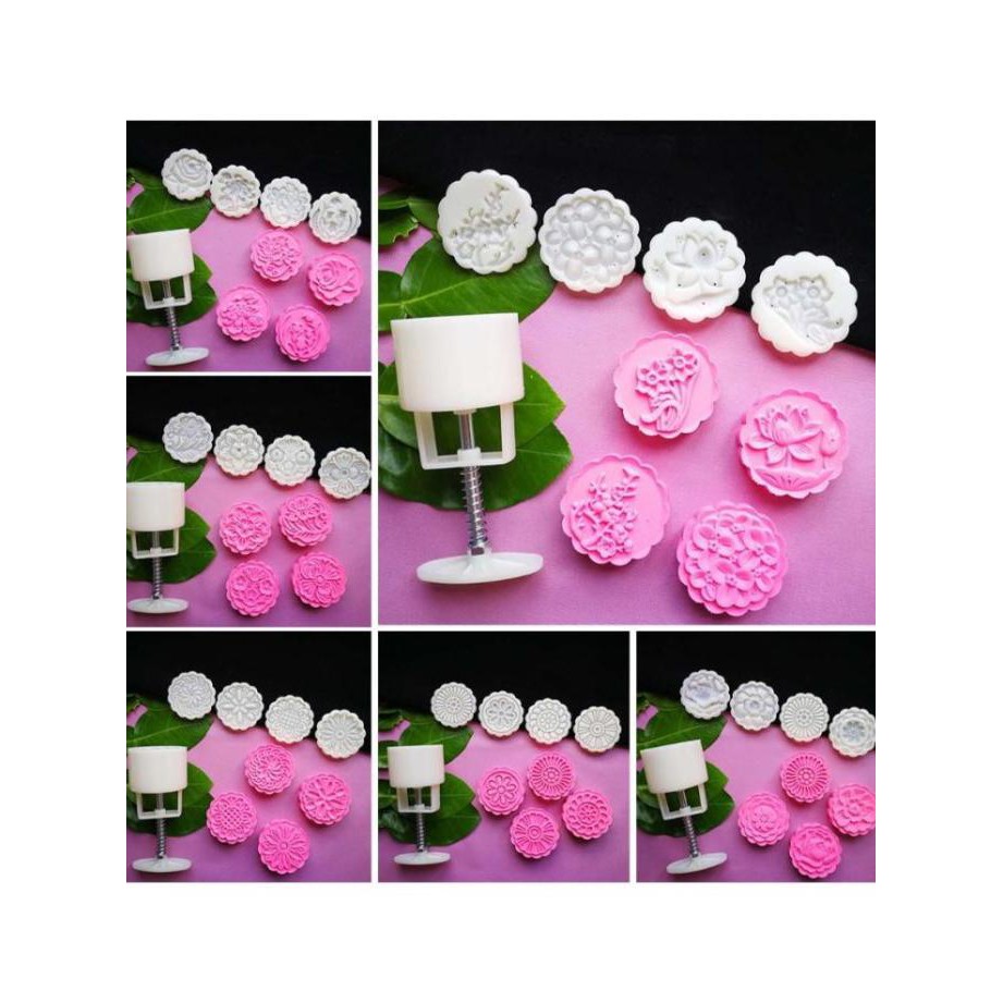 

Top Sc Cetakan Kue Bulan 75G Dengan 4 Stempel Bentuk Bunga Warna Tokodenok2