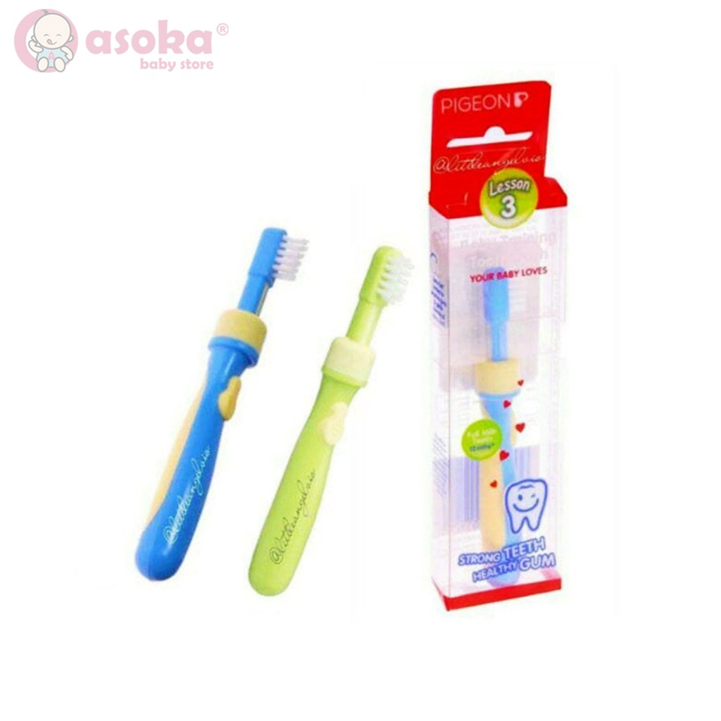 Pigeon Training Toothbrush Lesson 3 Light Blue &amp; Green ASOKA