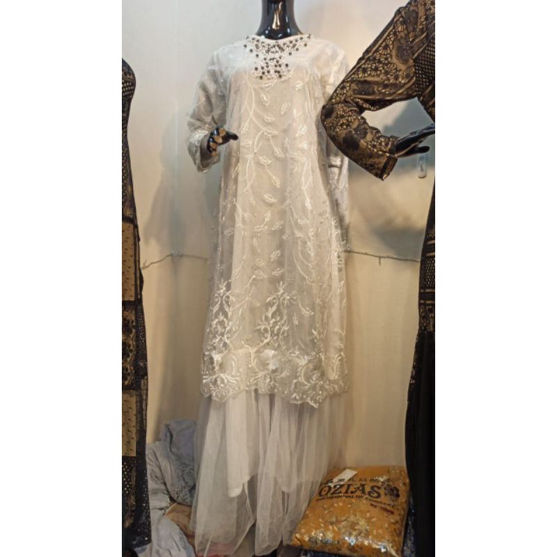 OZIAS Gamis Brukat Tutu Mutiara Khusus Putih