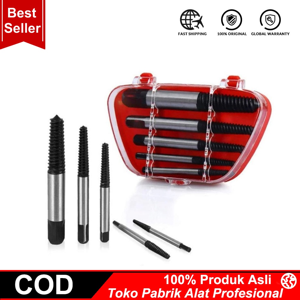 COOFARI Tab Balik 5pcs Screw Extractor Set Pembuka Baut Patah