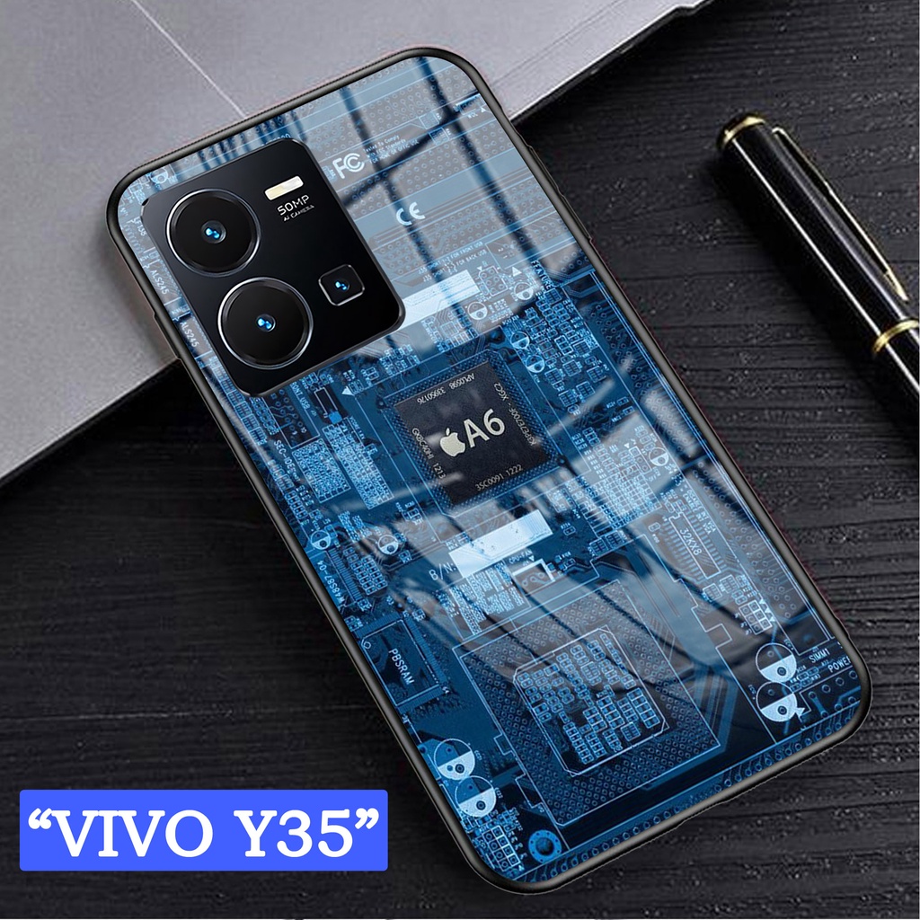Softcase Glass Kaca VIVO Y35 - Case Handphone VIVO Y35 [T30]