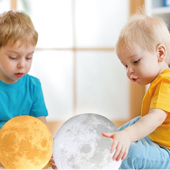 Lampu Tidur Lampu Meja Lampu Lampu hias meja Aman bila anak2 menyentuhnya Bentuk bulan bersinar LED Dekorasi Rumah Lampu Tidur Bulan 3D Moonlight 8cm pajangan hiasan kamar redup Rambery moon lamp 3D print night light Rechargeable 3 Color Tap Control lamp
