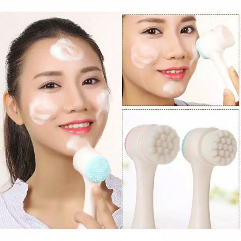 [CLASHOP]Sikat Wajah Cleansing Brush/Alat Pembersih Wajah Brush Wajah 2 Sisi Standing Brush Facial Brush