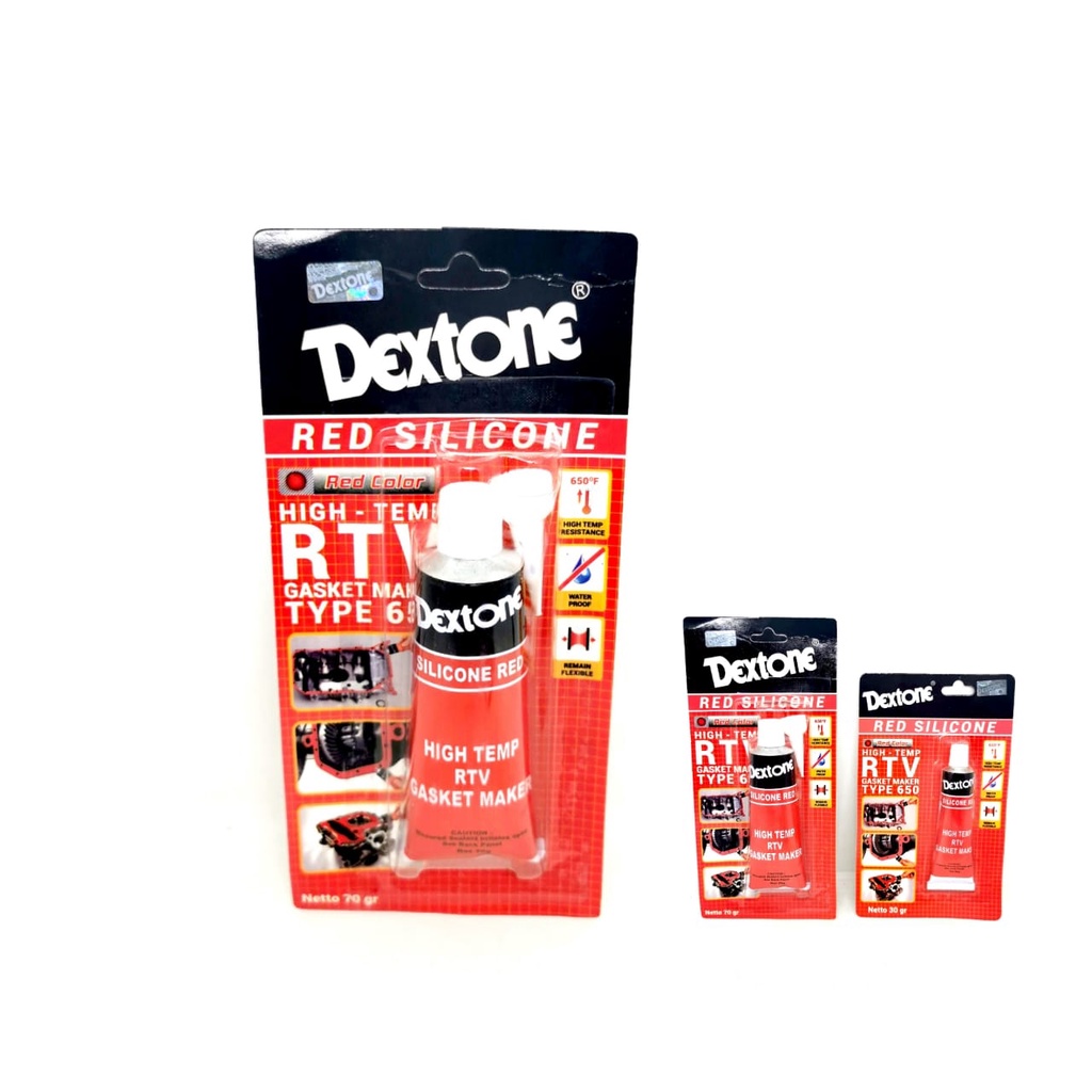 Lem Besi DEXTONE Red Silicone 650 Tahan Panas 30 Gr- 70 Gr Gasket Maker