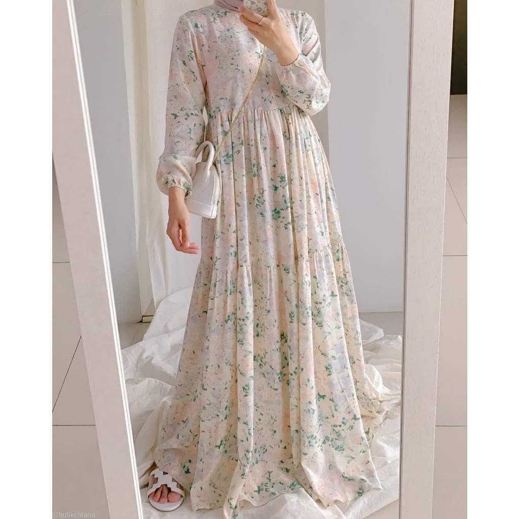 Gamis Rayon Homey Dress Terlaris / Gamis Muslim Syari Motif Terbaru-Gisella Dress