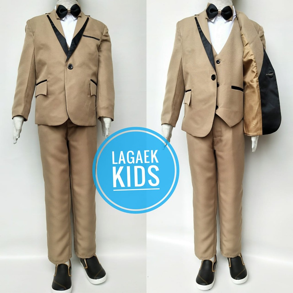 SETELAN JAS ANAK COKLAT 4IN1/JAS PESTA ANAK COKLAT Set Jas Anak Laki Premium Coklat Usia 1 - 3 Tahun - Setelan Tuxedo Coklat Dasi Kupu-Kupu Brown