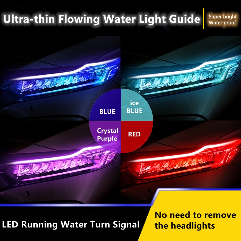 2pcs Fleksibel Mobil led Siang Berjalan Lampu Sein Lampu headlight waterproof 30cm 45cm 60cm Putih Merah Kuning Biru