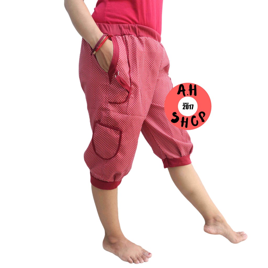 Celana Pendek Wanita Caci Polkadot Katun 7/8