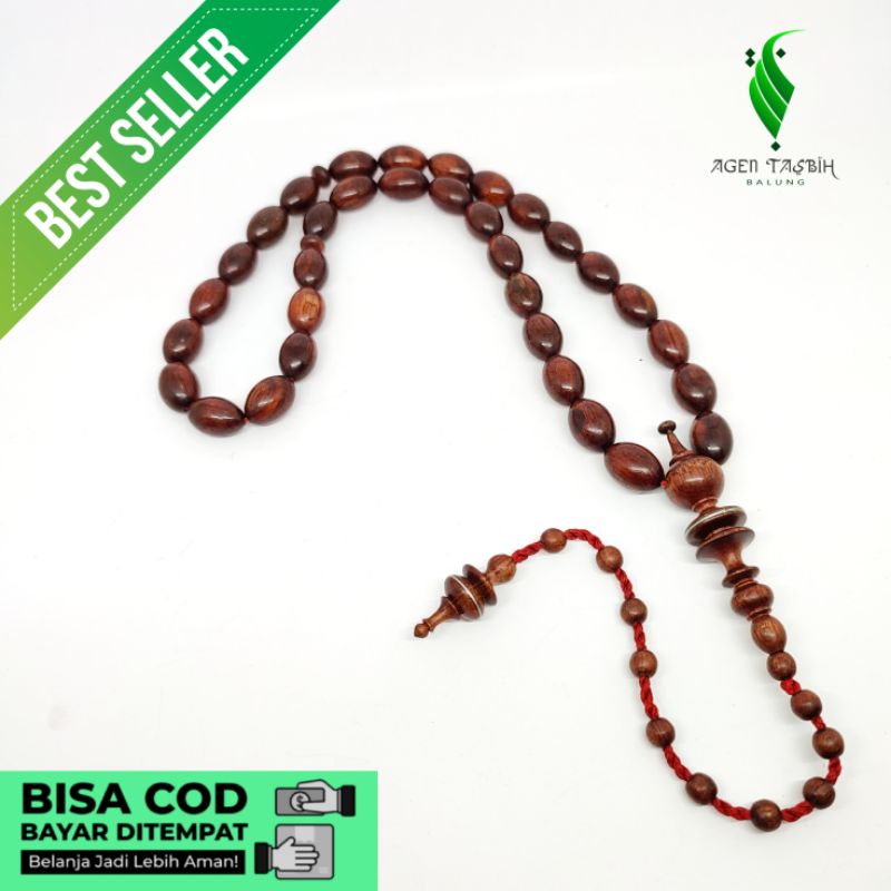 Tasbih Kayu Galih Nagasari Motif Oval, Size 11mmx17mm_Original