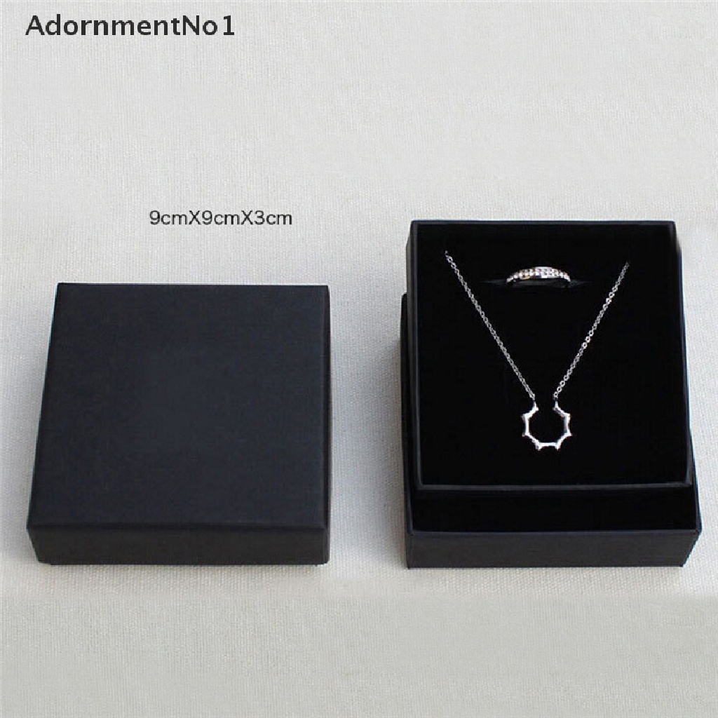 (AdornmentNo1) Kotak Penyimpanan Cincin / Kalung / Anting / Gelang Bahan Kertas Warna Hitam Untuk Hadiah