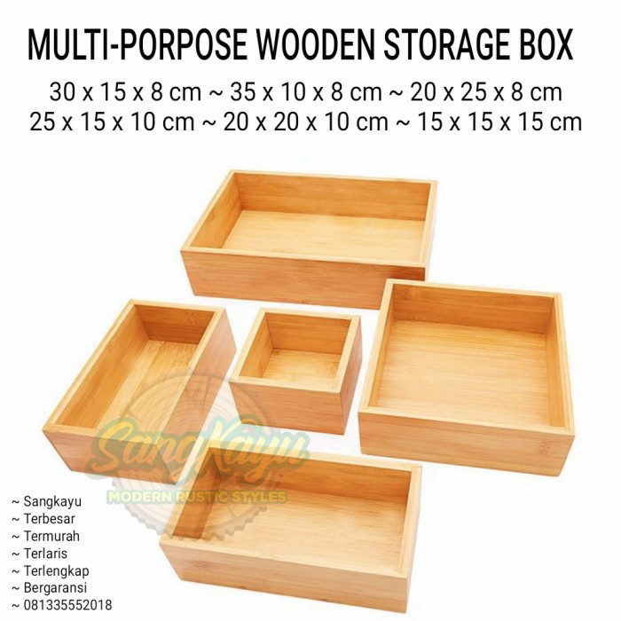 Kotak penyimpanan serbaguna storage box kosmetik kayu nampan tray 002