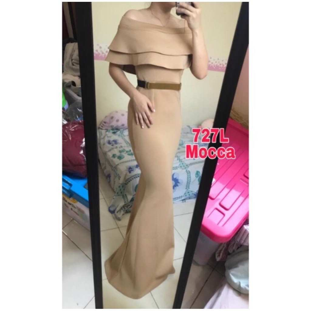 Jessicacollectionn 731/727L# long dress pesta mewah / baju scuba duyung / longdress fashion import / gaun pesta scuba +FREE BELT BESI