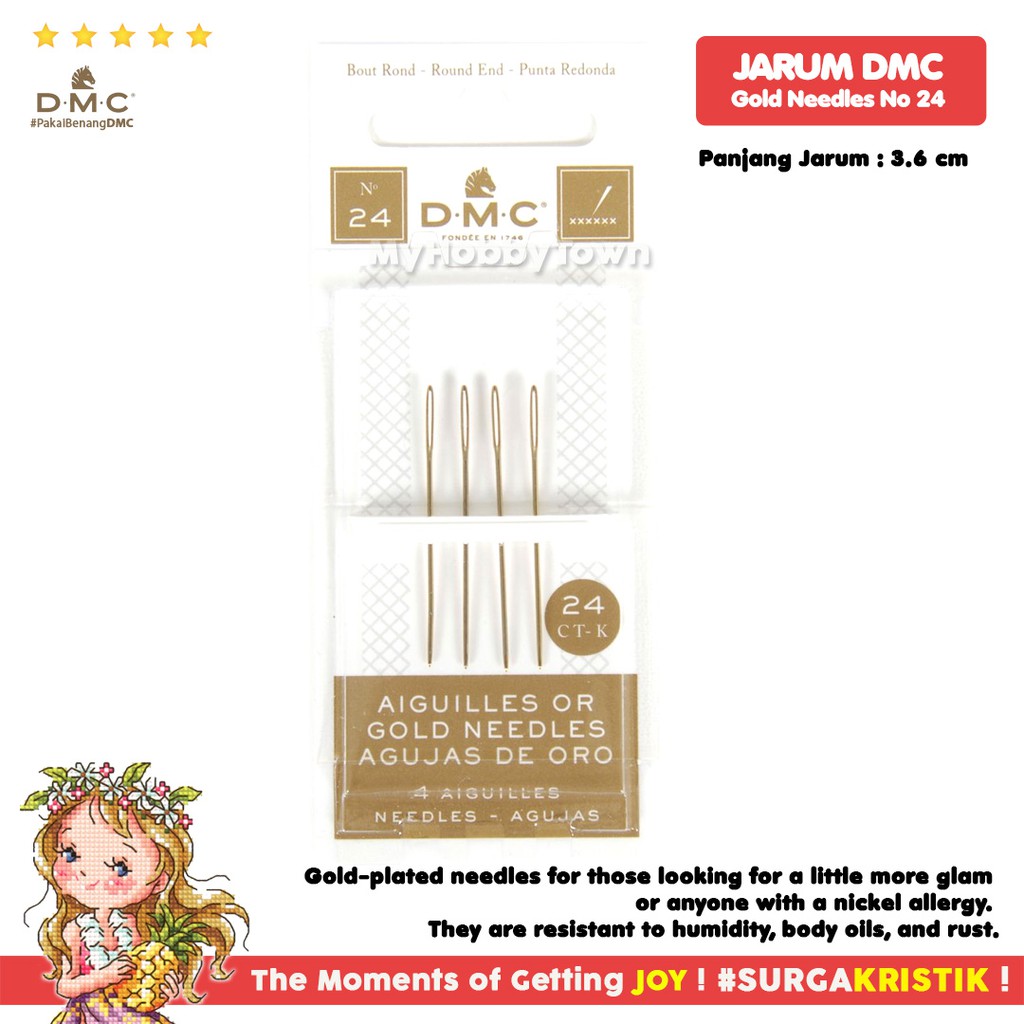 Jarum Sulam Tapestry Emas Gold Needle DMC No 24 Ujung Tumpul