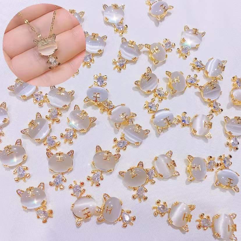 Kalung Rantai Lapis Emas 18k Dengan Liontin Batu Opal Kubik Zirconia Untuk Wanita