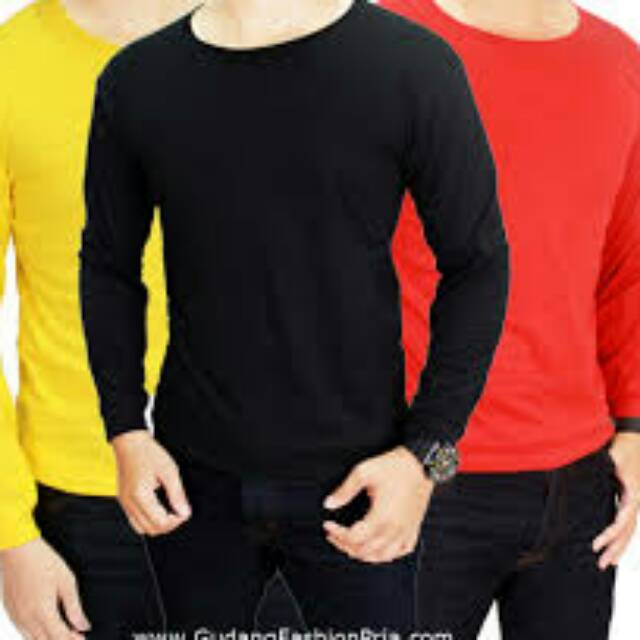 Kaos polos panjang pria o neck