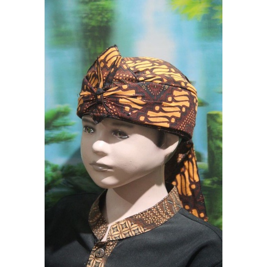 blangkon sunda jawa tradisional dewasa anak batik atas tutup (coklat)