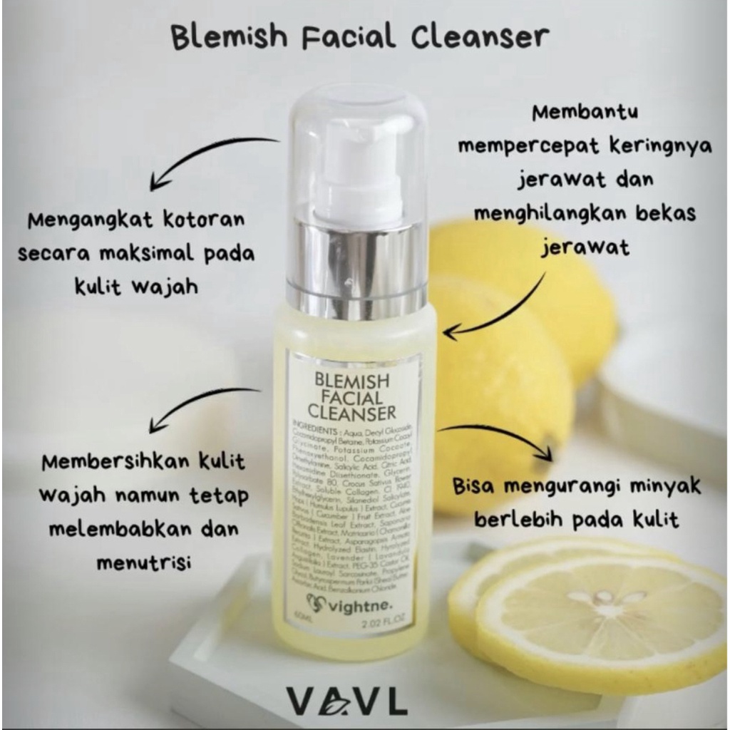 VAVL Vightne Facial Wash Blemish Acne by Virginy Valentine (vivalentine) BPOM 60ml / VAVL sabun muka / sabun wajah