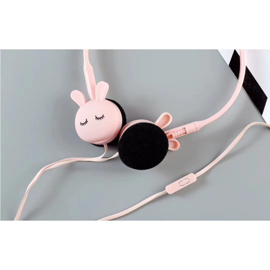 [KN-3017] Headphone Headset Bentuk Kepala KELINCI BERTELINGA / Earphone Overhead Motif Kelinci Lucu / Earphone Karakter Rabbit Head with Ear